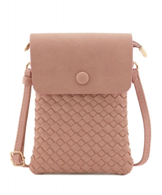 Woven Crossbody Bag WU115 ROSE PINK/